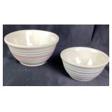 2 VTG McCoy Pottery Pink & Blue Band Oven Ware