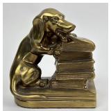 VTG Dachshund Chewing on Books Brass Dog