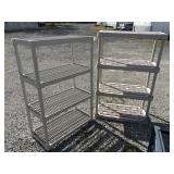 2 plastic shelving units