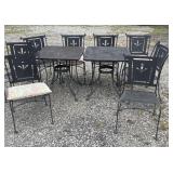 2 patio tables, 8 chairs, metal