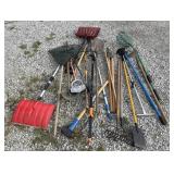 Yard tools: fiskars, rakes, shovels, hoes,
