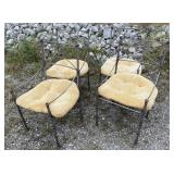 4 metal chairs, cushions