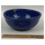 Blue Embossed Stoneware Mixing Bowl USA Mark