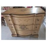 Bow Front Painted Floral Wooden Chest
