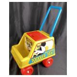 1970s Playskool Big Yellow Toddler Taxi Push Toy