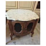 French Provincial Drum Accent Table Featuring A