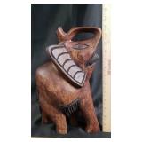 Primitive Hand-Carved Tropical Wood Elephant
