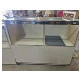 Glass Display Case On Wheels With Drawers On Back