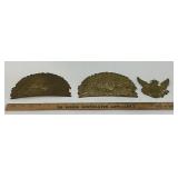 Brass Embossed Eagle Ornament Plaques Trio