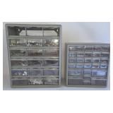Gray Storage Cabinets With Contents