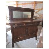 Wooden Sideboard With Mirror and Claw Feet