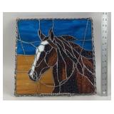 Stained Glass Horse Panel with Chain Hanger