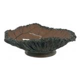 Leaf Motif Glazed Ceramic Bowl Signed PR