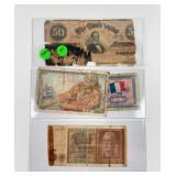1st Series 50$ Confederate Bill, torn, worn,