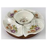 MCM Floral Chip And Dip With Lazy Susan