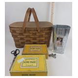 Picnic Basket, Pewter Bud Vase, Coca Cola Bucket