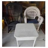 Wicker Rocking Chairs And Side Table
