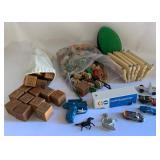 Wooden Building Blocks, Toy Vehicles, Tinker Parts