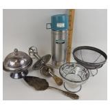 Thermos, Sterling Overlay Bowl, Egg Beater