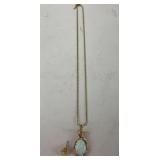Opal Gold Tone Necklace and Earring