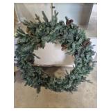 Pine Evergreen Wreath With Lights 38 in. Across -