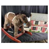 Tin Litho Dollhouse, Plush Rocking Horse