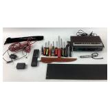 Tool Lot, Clock Radio, Sony Remote, Cords