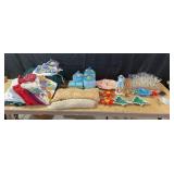 Linens Ceramics Glassware Figurine Lot