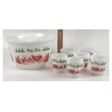 Hazel Atlas Egg Nog Bowl With 6 Mugs