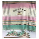 Mexican Woven Textile With Pastel Stripes