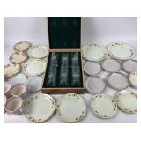 Hall, Pfaltzgraff Dinnerware, Etched Glass Set