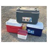 4 coolers: Rubbermaid, Coleman