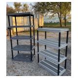 2 plastic shelving units