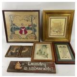 Framed Art Prints, Embroidery, Plaque Assortment