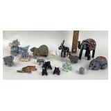 Miniature Elephant Figurines, Mixed Media