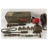 GE Metal Toolbox, Hand Tools, Flashlight, Milwauke