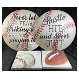 Baseball and Football Inspirational Wall Art Set