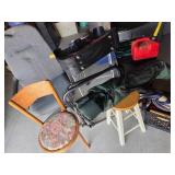 Oak Chair, Captainï¿½s Chair, Gas Can, Tools