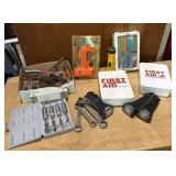 Tools: Screwdrivers, bit set, stapler, flashlights