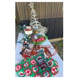 Christmas Decor With Stained Glass Santa, Lights
