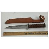 Camillus US Marked Fighting Knife, Leather Sheath