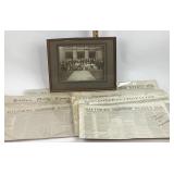 Framed Group Photo, 1800s Newspapers Selection