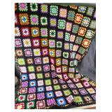 Crocheted Multicolor Granny Square Blanket