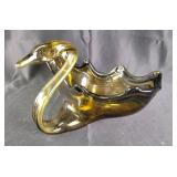 Amber Glass Swan-Shaped planter