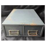 1950s Double Drawer Index Card Library Metal Cabin