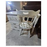 White Wood Desk With 3 Side Drawers & Chair 17