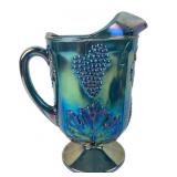 Indiana Harvest Grape Blue Carnival Glass Pitcher