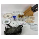 Glassware, Plates, Knife Set Bag
