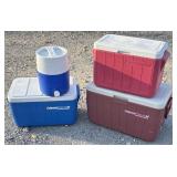 4 Coleman Coolers, polylite, beverage