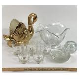 Swetye Salem Swan Planter, Glassware Set